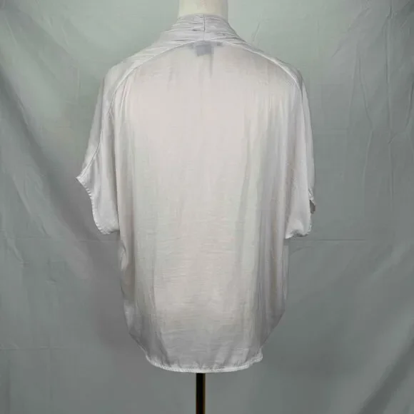 Vince Cream Short Sleeve Draped Blouse Small Preppy Transitional Basic Neutral - Picture 6 of 14